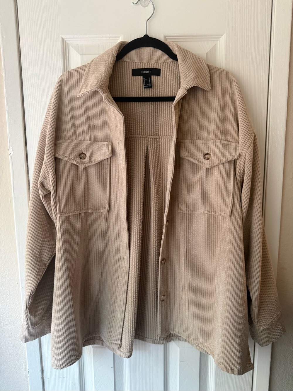 Forever 21 Beige Corduroy Button-Up Overshirt